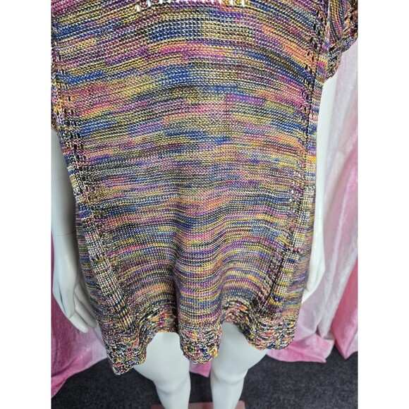 Democracy Colorful Crochet Knit Semi Sheer Long Top Size Small Medium - Picture 4 of 16